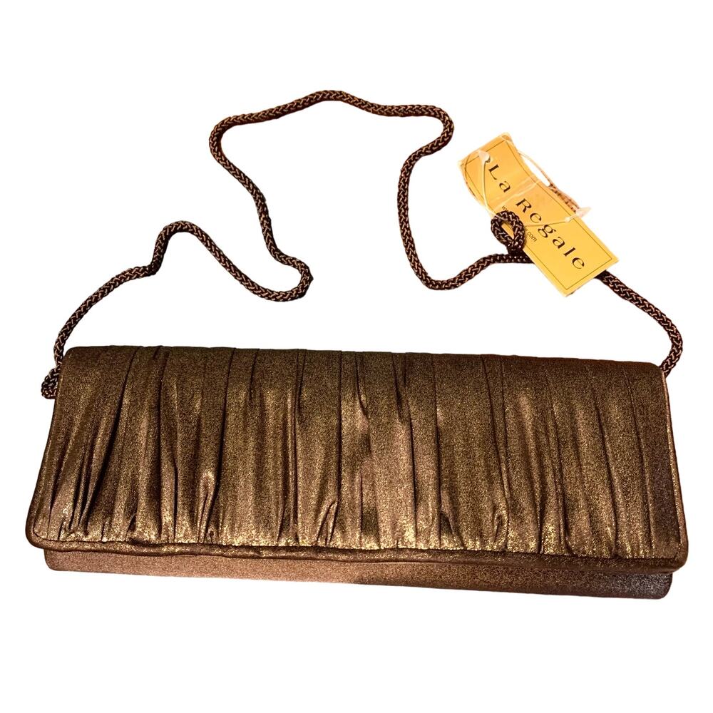 La Regale Brown Fringe Clutch with Chain Strap